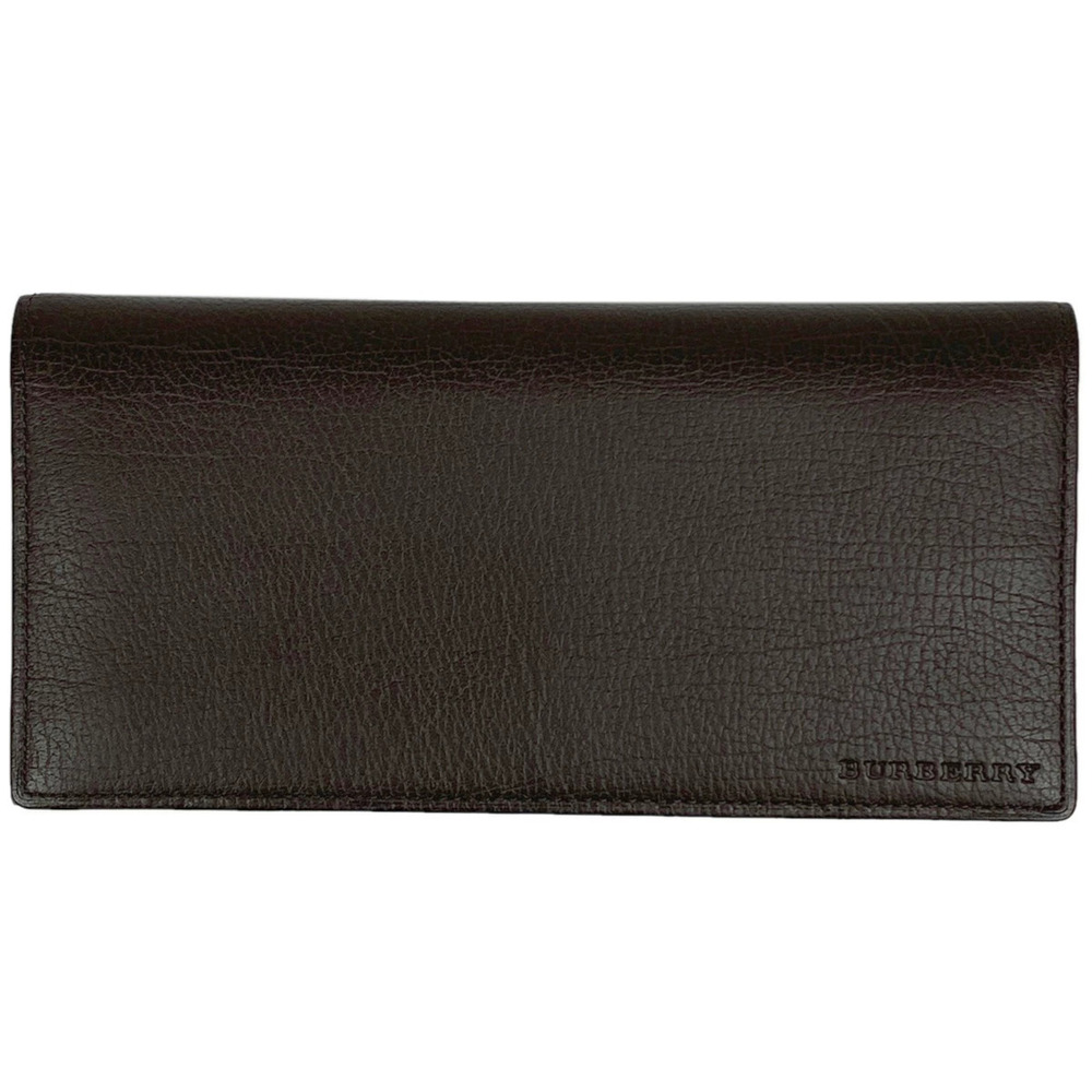 Burberry bi fold long wallet billfold Wallet card slots leather brown